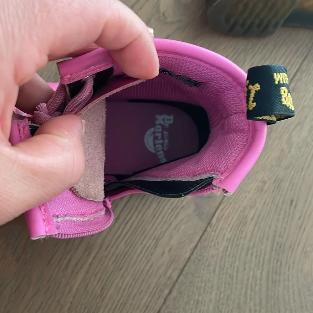 Dr. Martens Kids Leather Lace Up Boots Pink Size 13 US